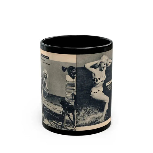 Joi Lansing #209 - 2 Pages, 2 B&W Photos & 2 Captions from EYE Digest Mag. June '55 1 (Vintage Female Icon) Black Coffee Mug 11oz - Go Mug Yourself