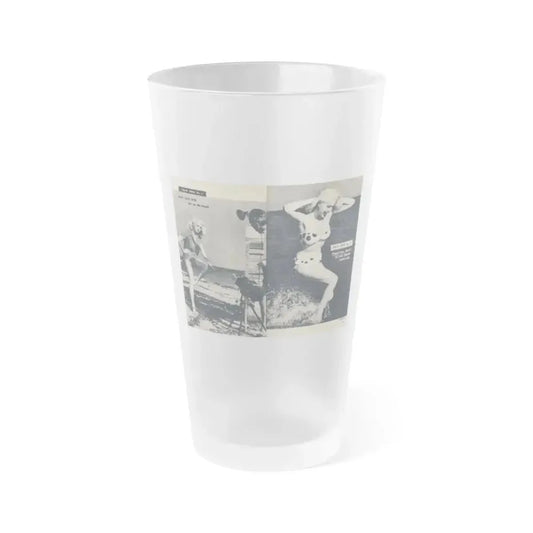 Joi Lansing #209 - 2 Pages, 2 B&W Photos & 2 Captions from EYE Digest Mag. June '55 1 (Vintage Female Icon) Frosted Pint Glass 16oz 16oz Frosted - Go Mug Yourself