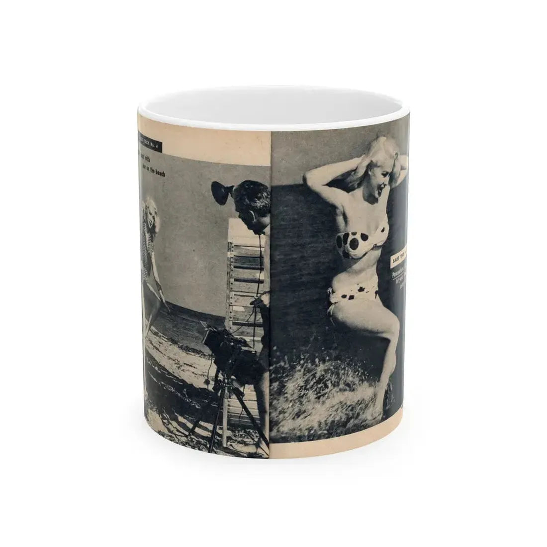 Joi Lansing #209 - 2 Pages, 2 B&W Photos & 2 Captions from EYE Digest Mag. June '55 1 (Vintage Female Icon) White Coffee Mug 11oz - Go Mug Yourself