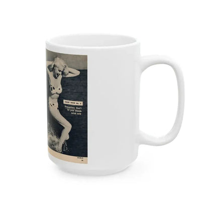 Joi Lansing #209 - 2 Pages, 2 B&W Photos & 2 Captions from EYE Digest Mag. June '55 1 (Vintage Female Icon) White Coffee Mug - Go Mug Yourself