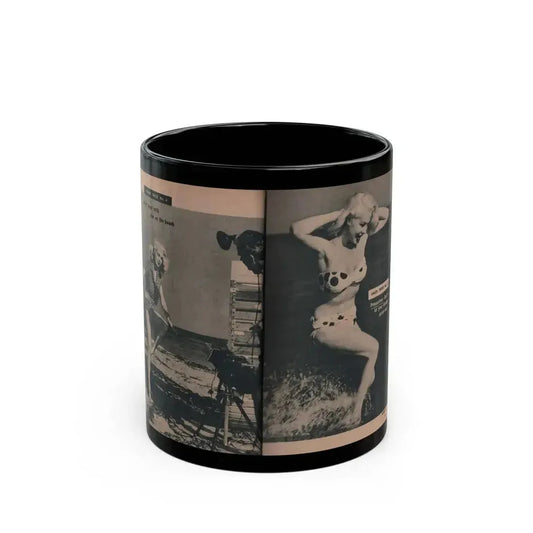 Joi Lansing #209 - 2 Pages, 2 B&W Photos & 2 Captions from EYE Digest Mag. June '55 (Vintage Female Icon) Black Coffee Mug 11oz - Go Mug Yourself