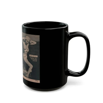 Joi Lansing #209 - 2 Pages, 2 B&W Photos & 2 Captions from EYE Digest Mag. June '55 (Vintage Female Icon) Black Coffee Mug - Go Mug Yourself