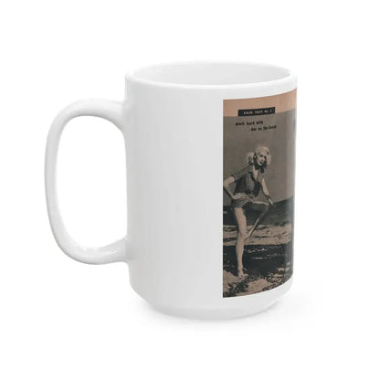 Joi Lansing #209 - 2 Pages, 2 B&W Photos & 2 Captions from EYE Digest Mag. June '55 (Vintage Female Icon) White Coffee Mug - Go Mug Yourself