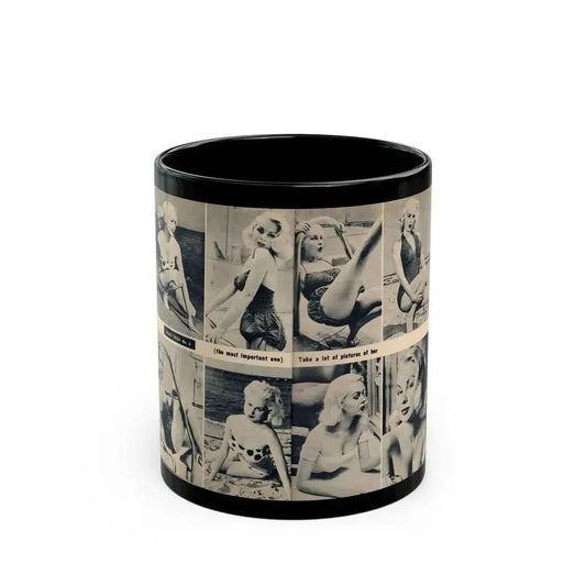 Joi Lansing #210 - 2 Pages, 8 B&W Photos & 2 Captions from EYE Digest Mag. June '55 1 (Vintage Female Icon) Black Coffee Mug 11oz - Go Mug Yourself