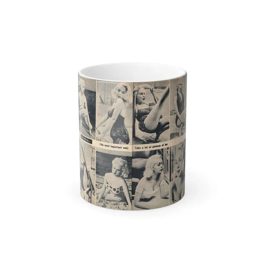 Joi Lansing #210 - 2 Pages, 8 B&W Photos & 2 Captions from EYE Digest Mag. June '55 1 (Vintage Female Icon) Color Changing Coffee Mug 11oz - Go Mug Yourself