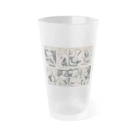 Joi Lansing #210 - 2 Pages, 8 B&W Photos & 2 Captions from EYE Digest Mag. June '55 1 (Vintage Female Icon) Frosted Pint Glass 16oz 16oz Frosted - Go Mug Yourself