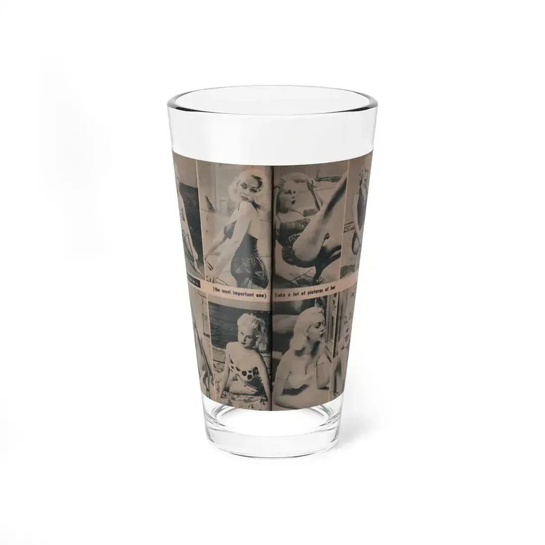 Joi Lansing #210 - 2 Pages, 8 B&W Photos & 2 Captions from EYE Digest Mag. June '55 (Vintage Female Icon) Pint Glass 16oz 16oz - Go Mug Yourself