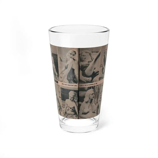 Joi Lansing #210 - 2 Pages, 8 B&W Photos & 2 Captions from EYE Digest Mag. June '55 (Vintage Female Icon) Pint Glass 16oz 16oz - Go Mug Yourself