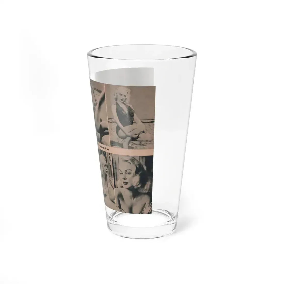 Joi Lansing #210 - 2 Pages, 8 B&W Photos & 2 Captions from EYE Digest Mag. June '55 (Vintage Female Icon) Pint Glass 16oz - Go Mug Yourself