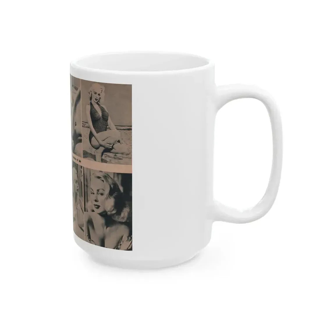 Joi Lansing #210 - 2 Pages, 8 B&W Photos & 2 Captions from EYE Digest Mag. June '55 (Vintage Female Icon) White Coffee Mug - Go Mug Yourself