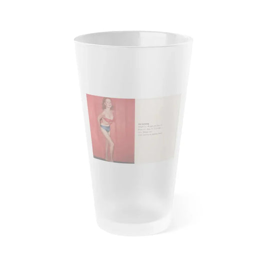 Joi Lansing #214 - 1 Color Pin-Up Photo & Statistics from Photoplay Pin-Ups Magazine Issue #05 (Vintage Female Icon) Frosted Pint Glass 16oz 16oz Frosted - Go Mug Yourself