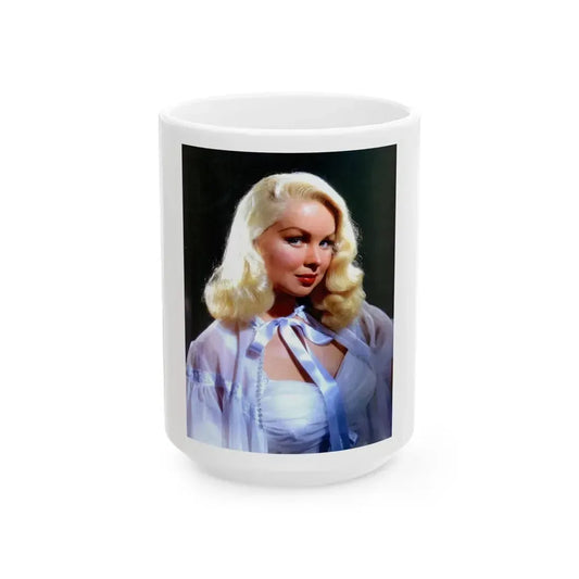 Joi Lansing #215 - 1 Color Portrait Photo from Hollywood In Kodachrome 1940-1949 Book (Vintage Female Icon) White Coffee Mug 15oz - Go Mug Yourself