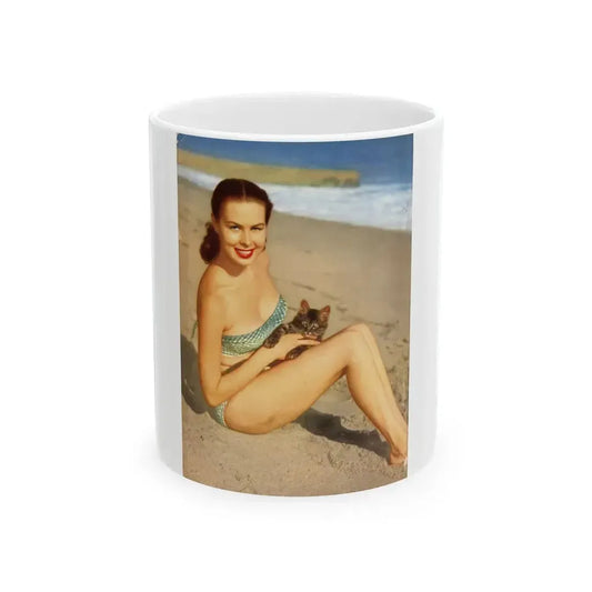 Joi Lansing #224 - Joi on back cover in Color from BRIEF Digest Mag. Jan. '55 (Vintage Female Icon) White Coffee Mug 11oz - Go Mug Yourself