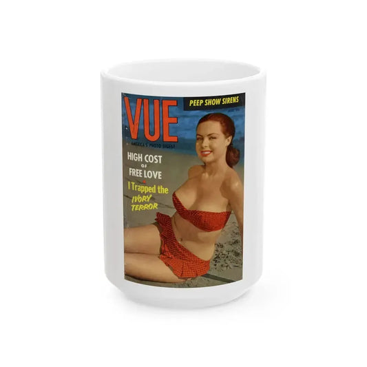 Joi Lansing #226 - Joi on Cover in Color of VUE Digest Mag. March '54 (Vintage Female Icon) White Coffee Mug 15oz - Go Mug Yourself
