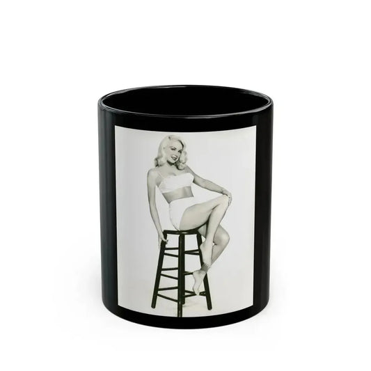 Joi Lansing #42 - 8x10 B&W Full Body 2-Piece Swimsuit Cheesecake Photo (Vintage Female Icon) Black Coffee Mug 11oz - Go Mug Yourself
