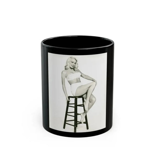 Joi Lansing #42 - 8x10 B&W Full Body 2-Piece Swimsuit Cheesecake Photo (Vintage Female Icon) Black Coffee Mug 11oz - Go Mug Yourself