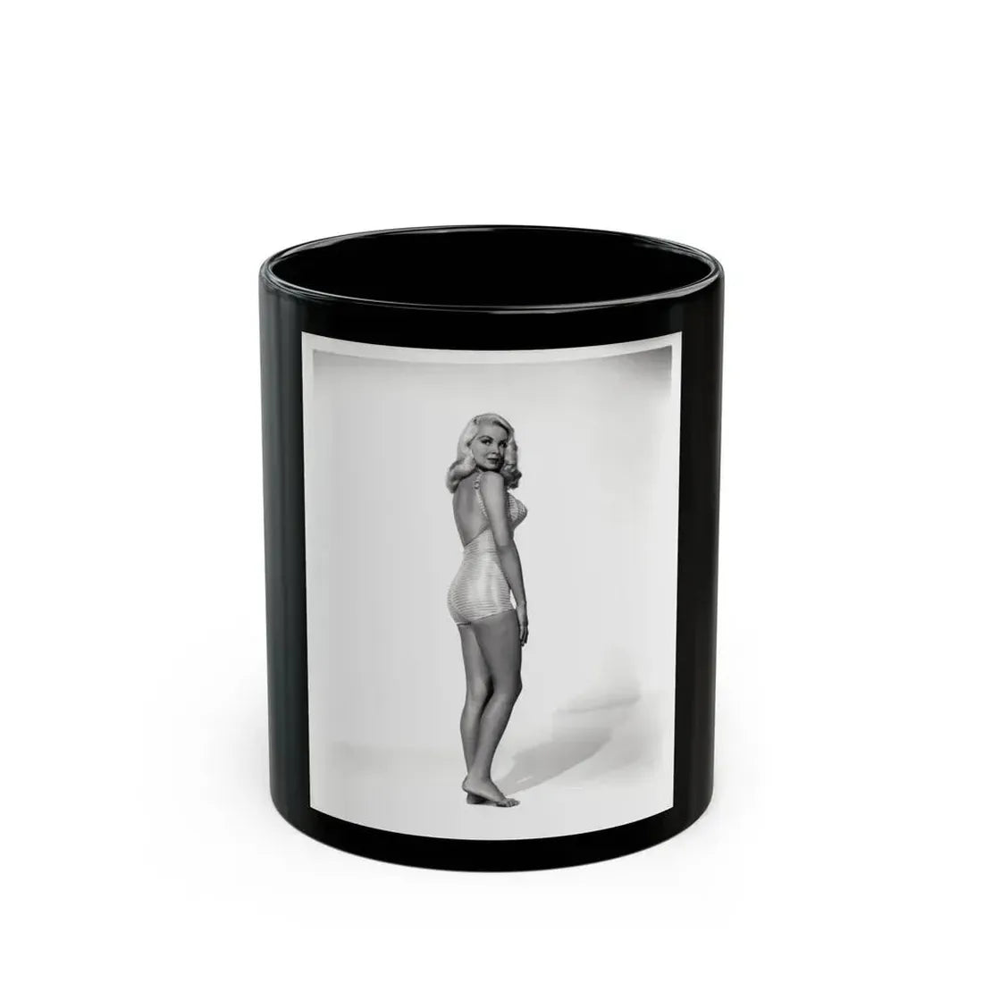 Joi Lansing #69 -8x10 Full Body 1-Piece Swimsuit Cheesecake Photo Circa 50's (Vintage Female Icon) Black Coffee Mug 11oz - Go Mug Yourself