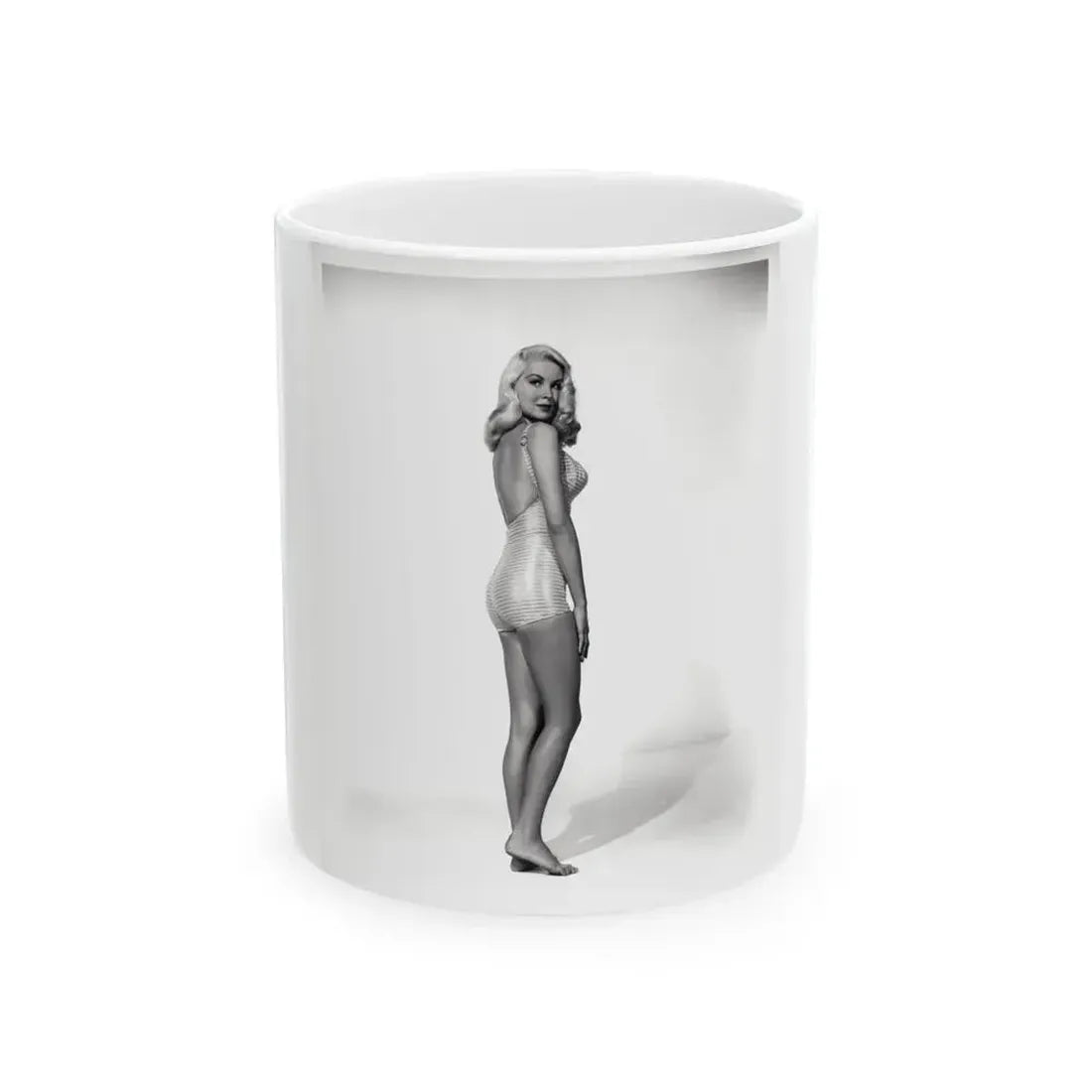 Joi Lansing #69 -8x10 Full Body 1-Piece Swimsuit Cheesecake Photo Circa 50's (Vintage Female Icon) White Coffee Mug 11oz - Go Mug Yourself