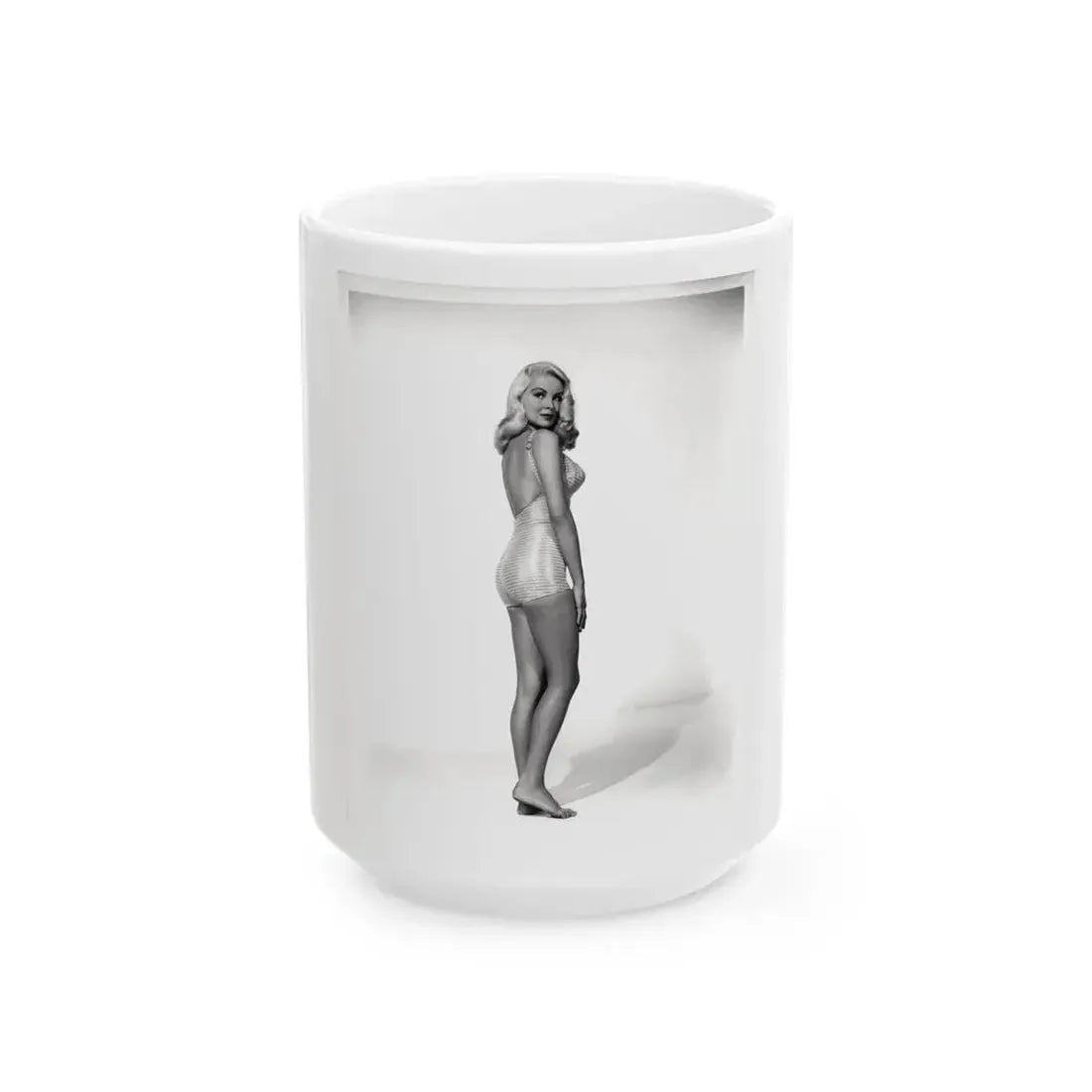 Joi Lansing #69 -8x10 Full Body 1-Piece Swimsuit Cheesecake Photo Circa 50's (Vintage Female Icon) White Coffee Mug 15oz - Go Mug Yourself