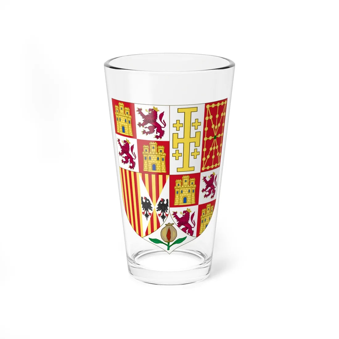 Joint Lesser Royal Arms of Charles I and Joanna as Spanish Monarchs (Spain) (Coat of Arms) Pint Glass 16oz 16oz - Go Mug Yourself