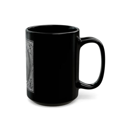 Jonas Nathan Shuler, Private, 10th Ill. Cav., U.S.A., Half-Length Portrait, Seated, Facing Front (U.S. Civil War) Black Coffee Mug - Go Mug Yourself