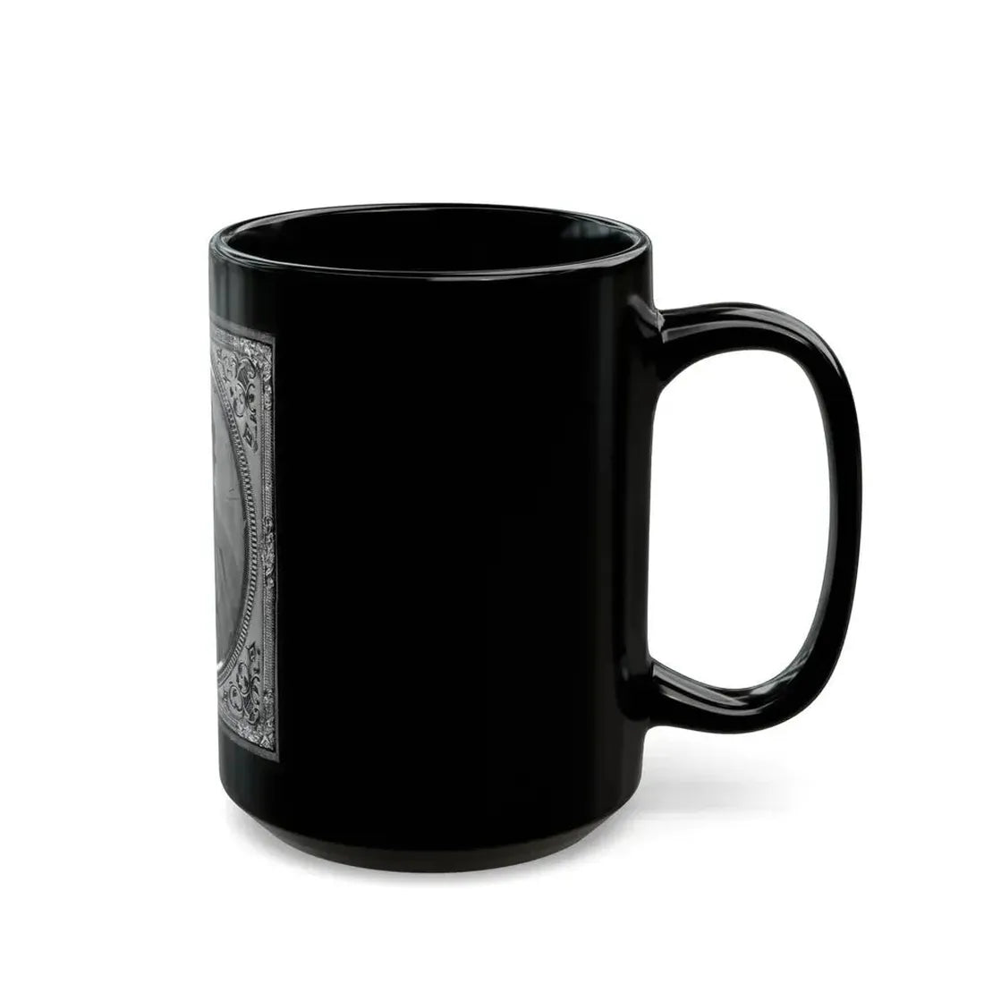 Jonas Nathan Shuler, Private, 10th Ill. Cav., U.S.A., Half-Length Portrait, Seated, Facing Front (U.S. Civil War) Black Coffee Mug - Go Mug Yourself