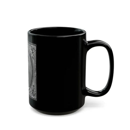 Jonas Nathan Shuler, Private, 10th Ill. Cav., U.S.A., Half-Length Portrait, Seated, Facing Front (U.S. Civil War) Black Coffee Mug - Go Mug Yourself