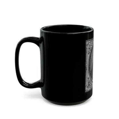 Jonas Nathan Shuler, Private, 10th Ill. Cav., U.S.A., Half-Length Portrait, Seated, Facing Front (U.S. Civil War) Black Coffee Mug - Go Mug Yourself