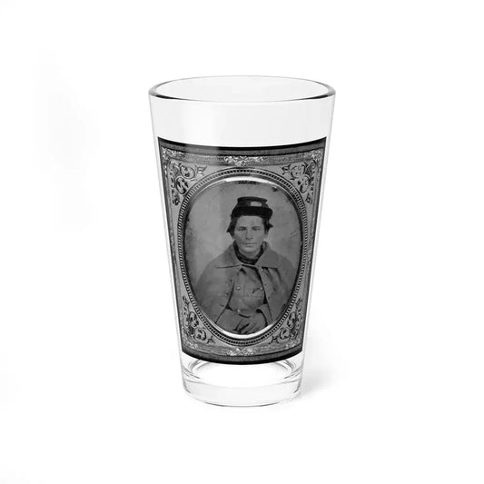 Jonas Nathan Shuler, Private, 10th Ill. Cav., U.S.A., Half-Length Portrait, Seated, Facing Front (U.S. Civil War) Pint Glass 16oz 16oz - Go Mug Yourself