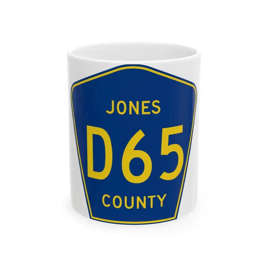 Jones County Route D65 IA (Iowa) (Road Sign) White Coffee Mug 11oz - Go Mug Yourself