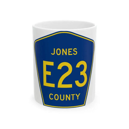 Jones County Route E23 IA (Iowa) (Road Sign) White Coffee Mug 11oz - Go Mug Yourself
