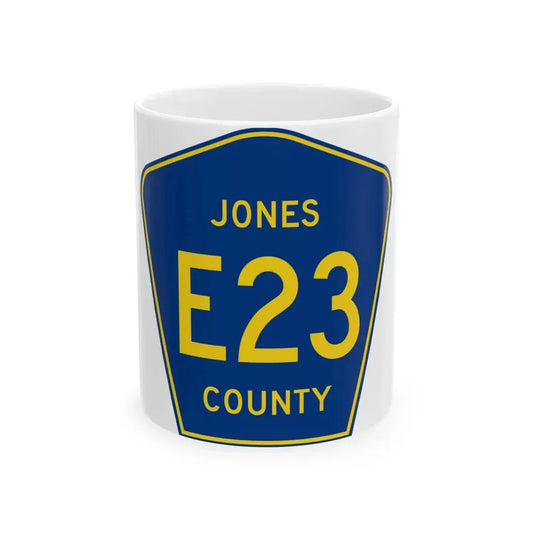 Jones County Route E23 IA (Iowa) (Road Sign) White Coffee Mug 11oz - Go Mug Yourself