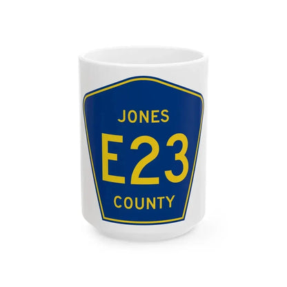 Jones County Route E23 IA (Iowa) (Road Sign) White Coffee Mug 15oz - Go Mug Yourself