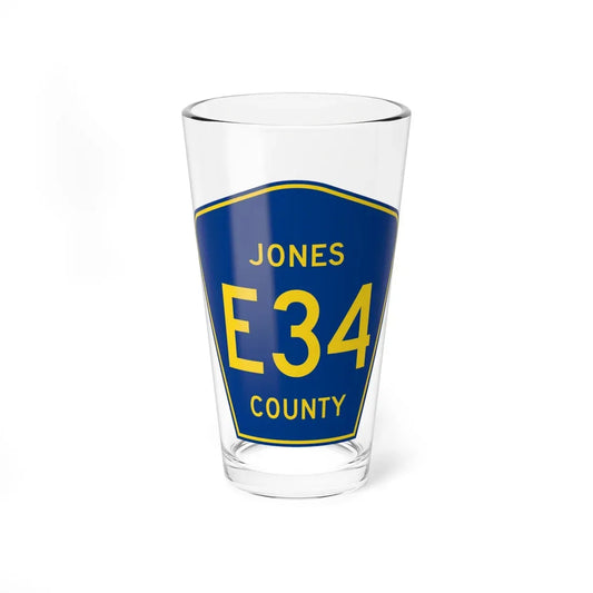 Jones County Route E34 IA (Iowa) (Road Sign) Pint Glass 16oz 16oz - Go Mug Yourself