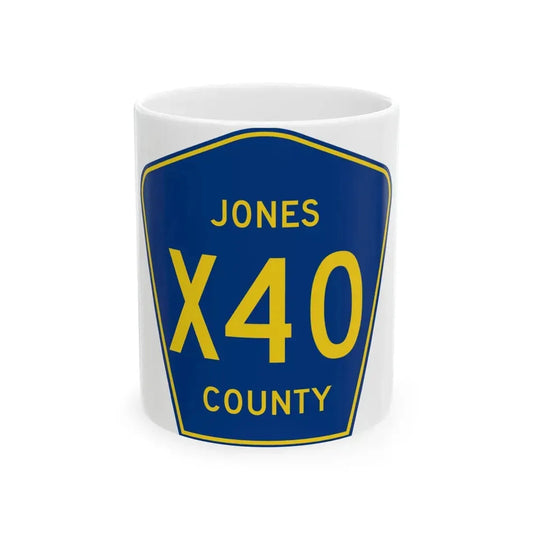 Jones County Route X40 IA (Iowa) (Road Sign) White Coffee Mug 11oz - Go Mug Yourself