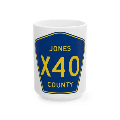 Jones County Route X40 IA (Iowa) (Road Sign) White Coffee Mug 15oz - Go Mug Yourself