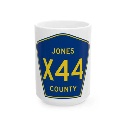 Jones County Route X44 IA (Iowa) (Road Sign) White Coffee Mug 15oz - Go Mug Yourself