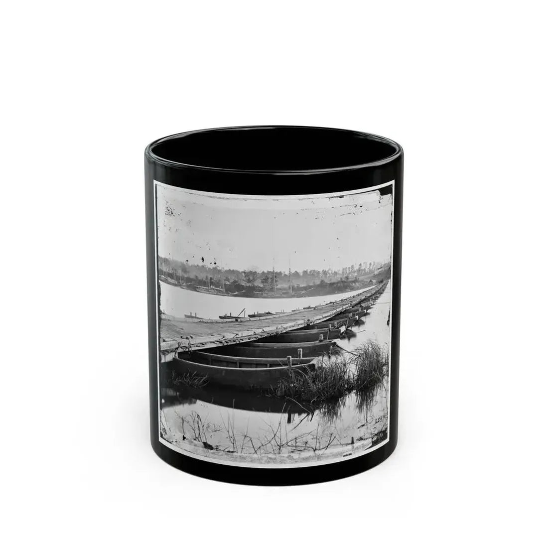 Jones' Landing, Va., Vicinity. Pontoon Bridge Over The James, From The North Bank (U.S. Civil War) Black Coffee Mug 11oz - Go Mug Yourself