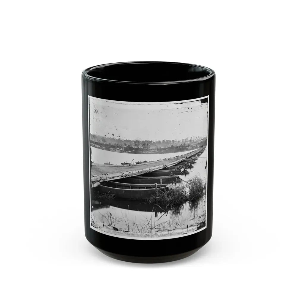 Jones' Landing, Va., Vicinity. Pontoon Bridge Over The James, From The North Bank (U.S. Civil War) Black Coffee Mug 15oz - Go Mug Yourself