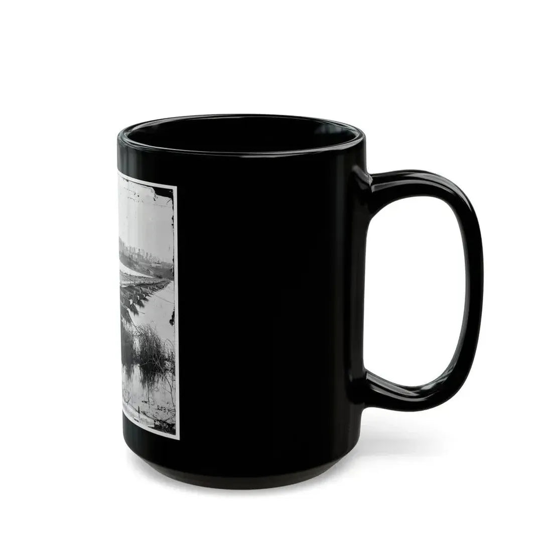 Jones' Landing, Va., Vicinity. Pontoon Bridge Over The James, From The North Bank (U.S. Civil War) Black Coffee Mug - Go Mug Yourself