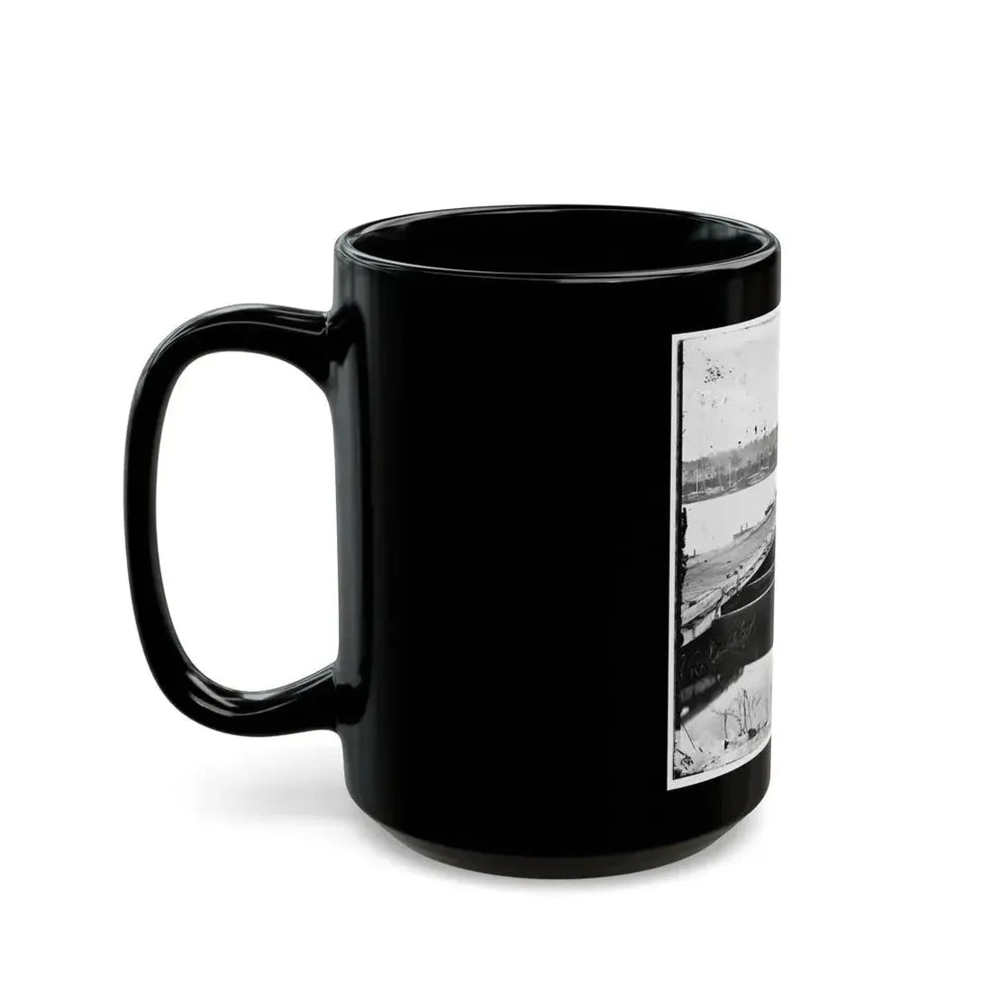 Jones' Landing, Va., Vicinity. Pontoon Bridge Over The James, From The North Bank (U.S. Civil War) Black Coffee Mug - Go Mug Yourself