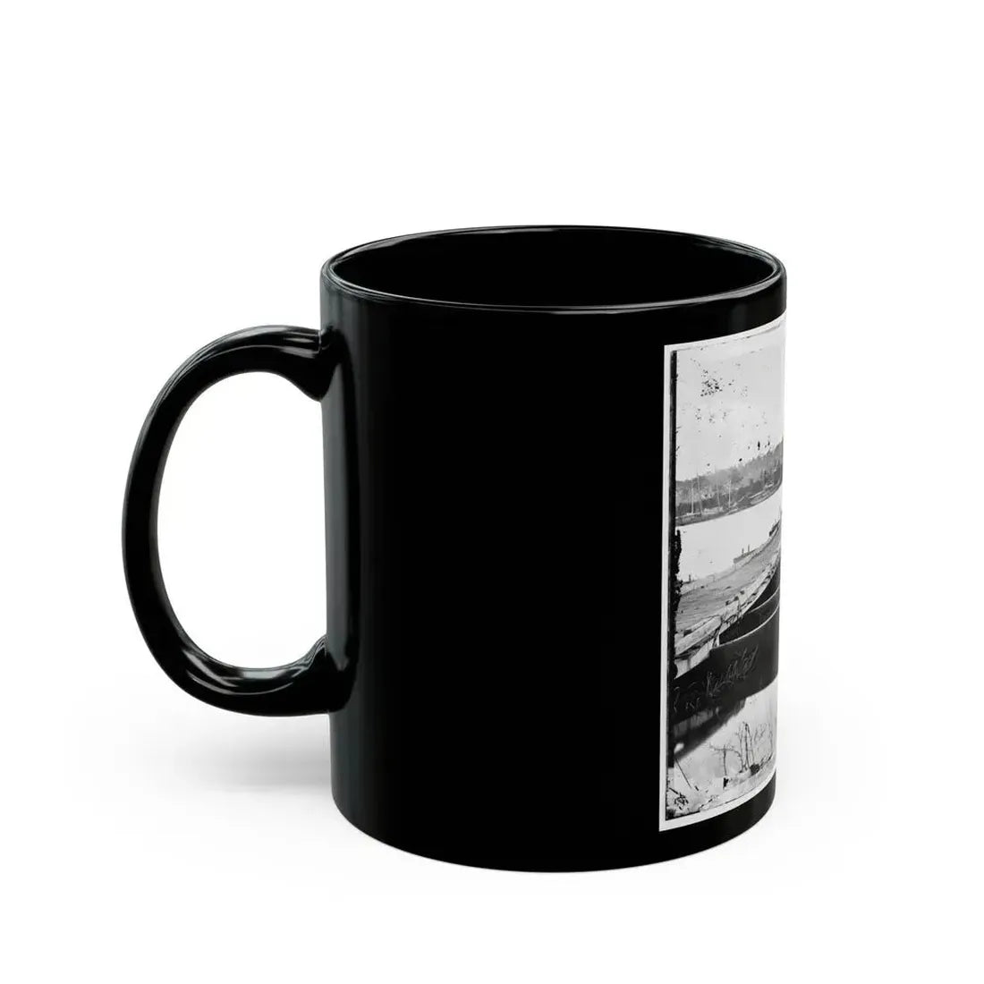 Jones' Landing, Va., Vicinity. Pontoon Bridge Over The James, From The North Bank (U.S. Civil War) Black Coffee Mug - Go Mug Yourself