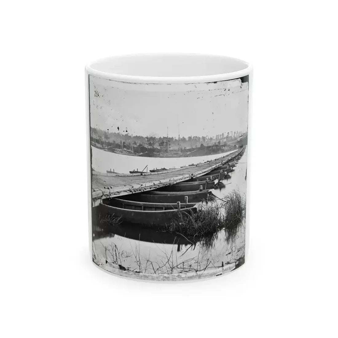 Jones' Landing, Va., Vicinity. Pontoon Bridge Over The James, From The North Bank (U.S. Civil War) White Coffee Mug 11oz - Go Mug Yourself