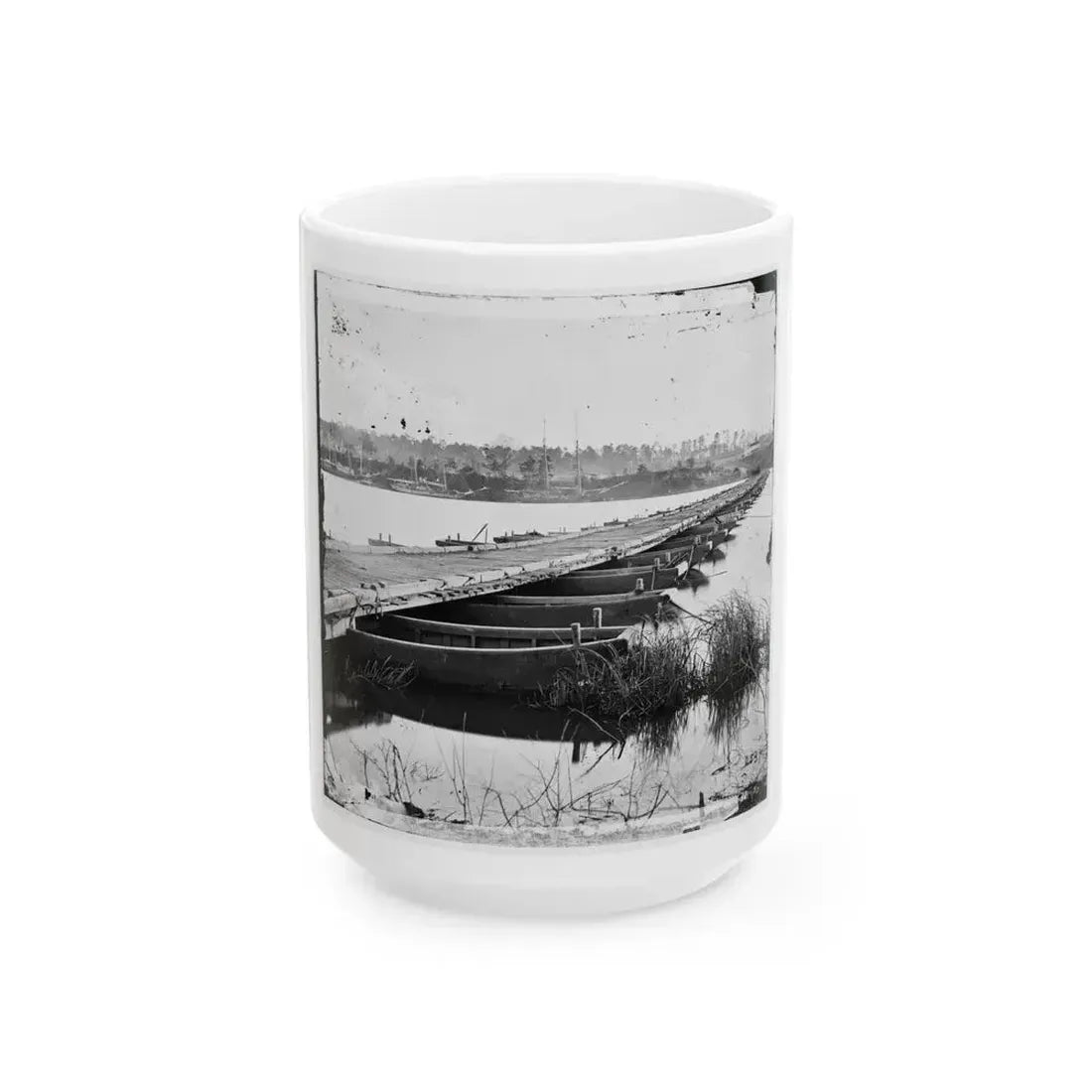 Jones' Landing, Va., Vicinity. Pontoon Bridge Over The James, From The North Bank (U.S. Civil War) White Coffee Mug 15oz - Go Mug Yourself