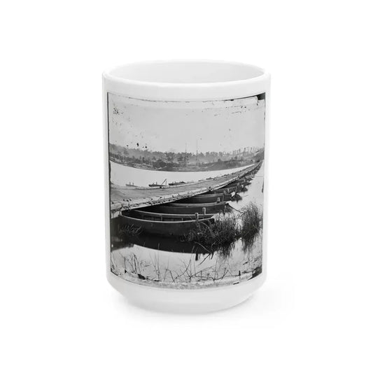 Jones' Landing, Va., Vicinity. Pontoon Bridge Over The James, From The North Bank (U.S. Civil War) White Coffee Mug 15oz - Go Mug Yourself