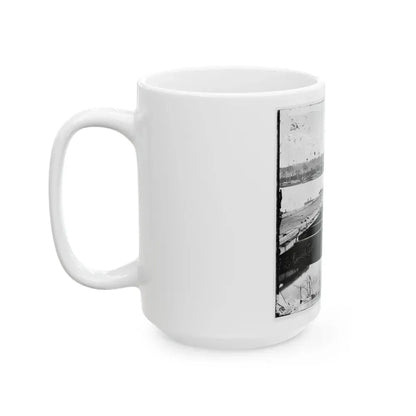 Jones' Landing, Va., Vicinity. Pontoon Bridge Over The James, From The North Bank (U.S. Civil War) White Coffee Mug - Go Mug Yourself
