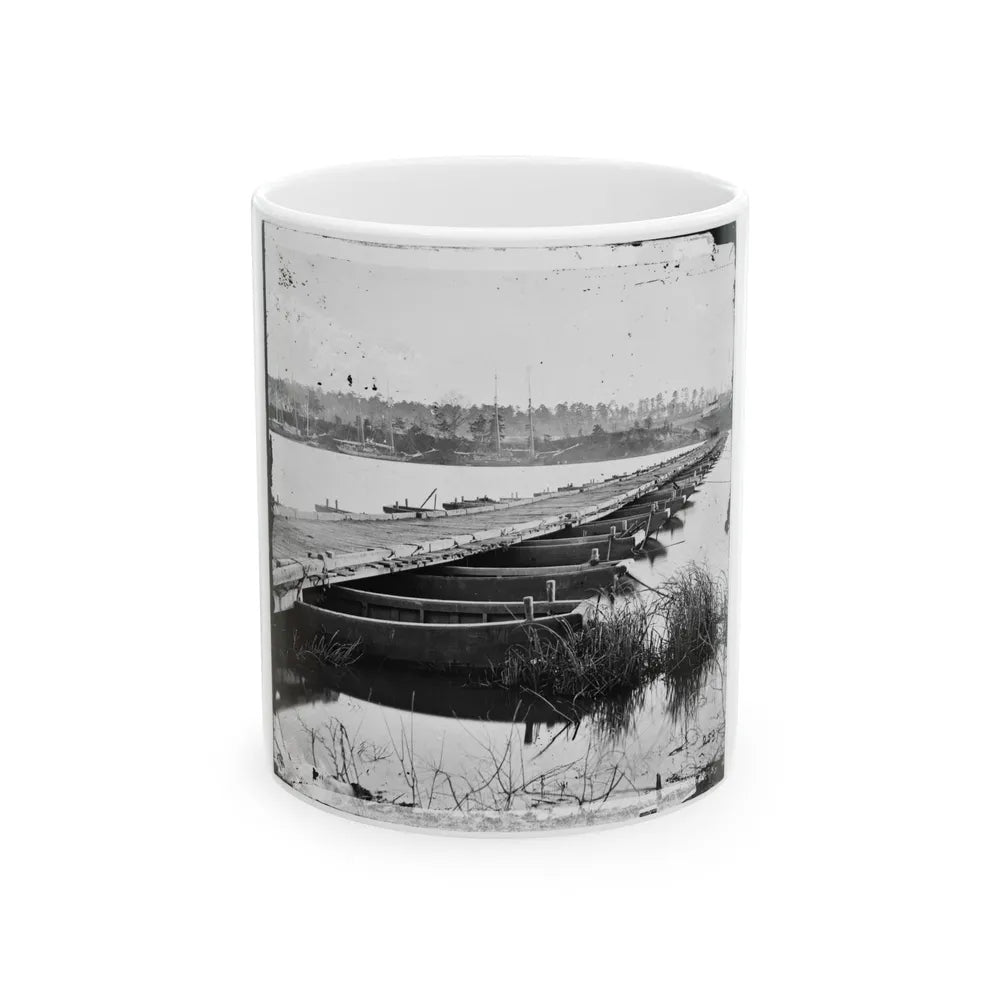 Jones' Landing, Va., Vicinity. Pontoon Bridge Over The James, From The North Bank (U.S. Civil War) White Coffee Mug-11oz-Go Mug Yourself