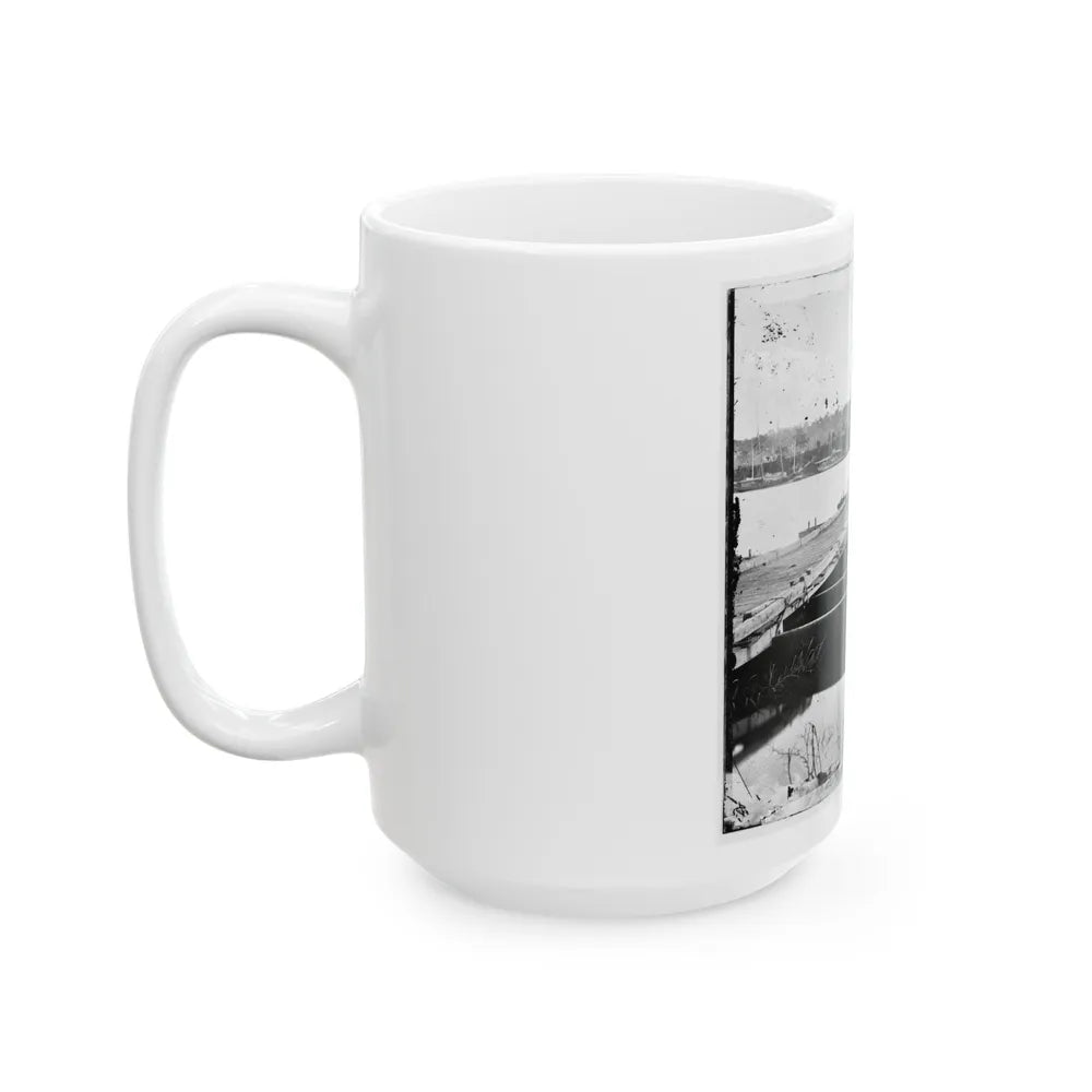 Jones' Landing, Va., Vicinity. Pontoon Bridge Over The James, From The North Bank (U.S. Civil War) White Coffee Mug-Go Mug Yourself