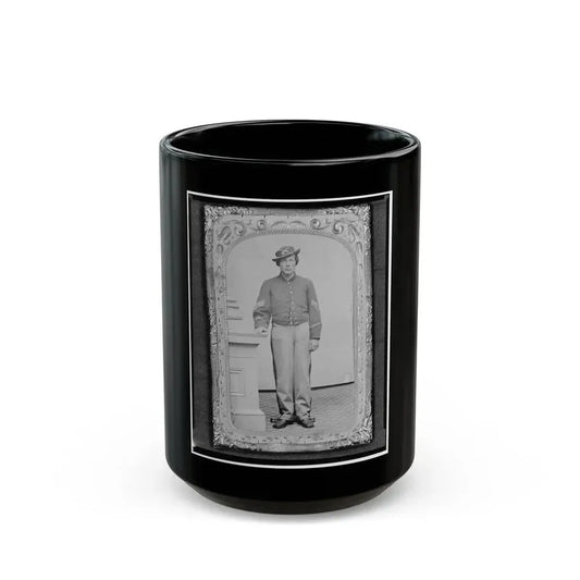 Josua P. Graffam, Sgt., 1st D.C. & 1st Maine Cavalry, Co. B., U.S.A., Full-Length Portrait, Facing Front (U.S. Civil War) Black Coffee Mug 15oz - Go Mug Yourself