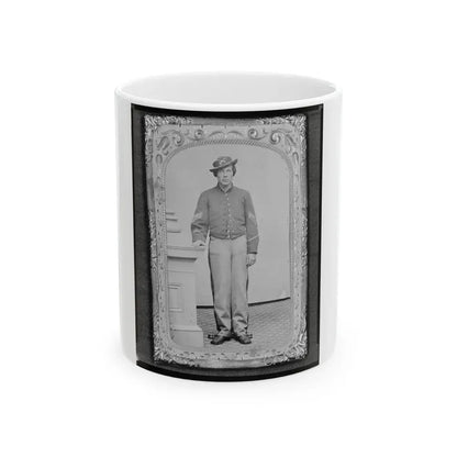 Josua P. Graffam, Sgt., 1st D.C. & 1st Maine Cavalry, Co. B., U.S.A., Full-Length Portrait, Facing Front (U.S. Civil War) White Coffee Mug 11oz - Go Mug Yourself